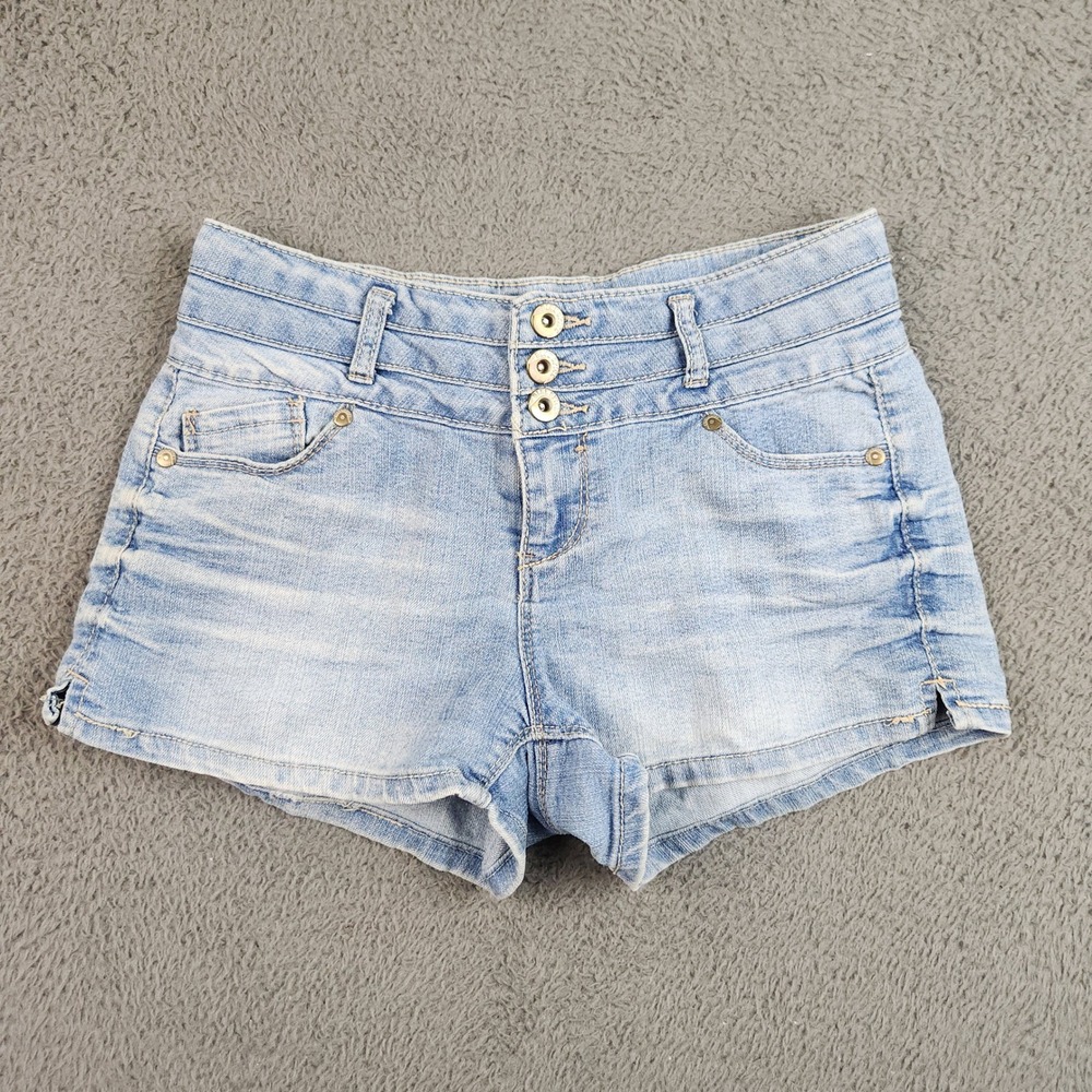 Vintage Y2K High Waist Triple Button Denim Shorts Womens 26"/3 JRs Stretch Jeans